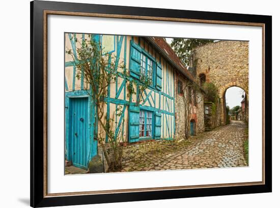 Old Street  in Medieval Village. Gerberoy is a Commune in the Oise Department in Northern France. F-A_nella-Framed Photographic Print