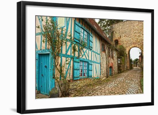 Old Street  in Medieval Village. Gerberoy is a Commune in the Oise Department in Northern France. F-A_nella-Framed Photographic Print