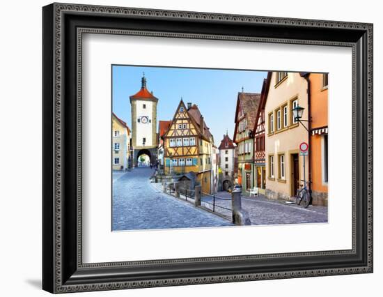 Old Street in Rothenburg Ob Der Tauber, Bavaria, Germany-Zoom-zoom-Framed Photographic Print