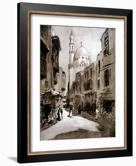 Old Street in Sunlight, Cairo, Egypt, 1928-Louis Cabanes-Framed Giclee Print