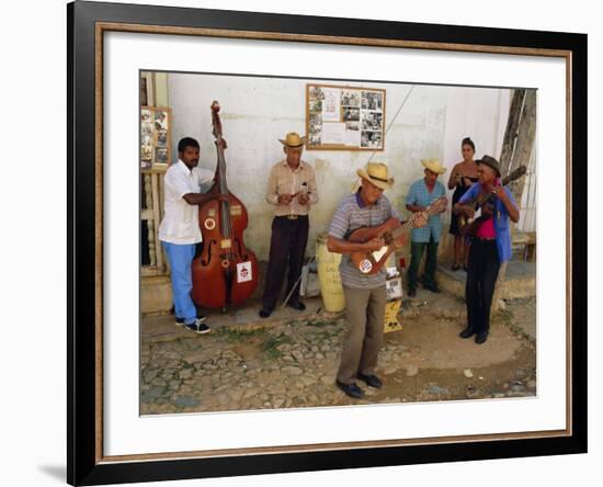 Old Street Musicians, Trinidad, Cuba, Caribbean, Central America-Bruno Morandi-Framed Photographic Print