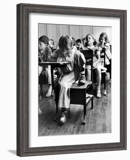 Old Style School Desk with Side Arm Table-J^ R^ Eyerman-Framed Photographic Print