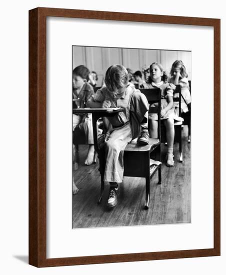 Old Style School Desk with Side Arm Table-J^ R^ Eyerman-Framed Photographic Print