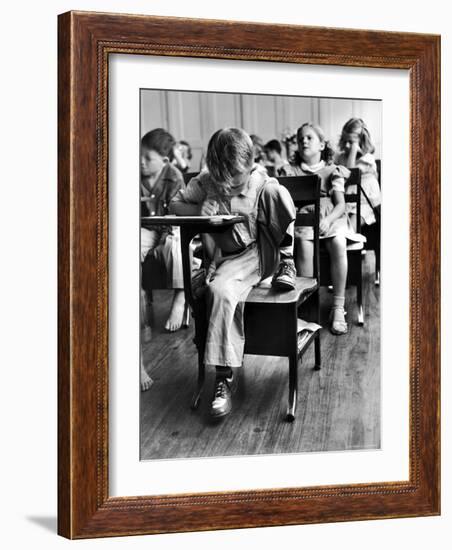 Old Style School Desk with Side Arm Table-J^ R^ Eyerman-Framed Photographic Print