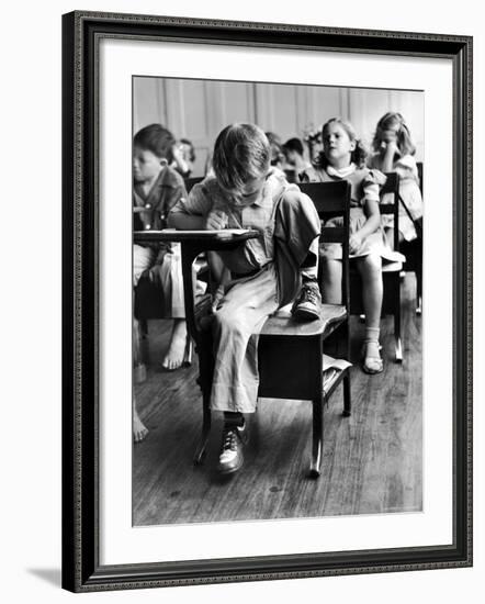 Old Style School Desk with Side Arm Table-J^ R^ Eyerman-Framed Photographic Print