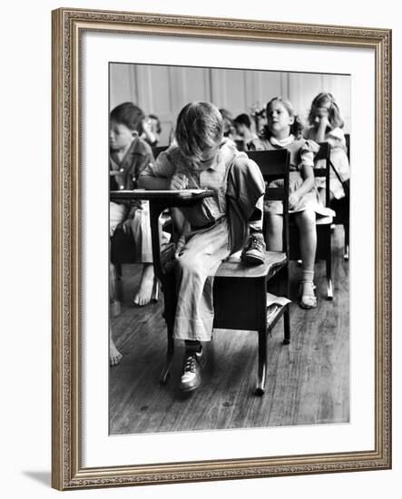 Old Style School Desk with Side Arm Table-J^ R^ Eyerman-Framed Photographic Print