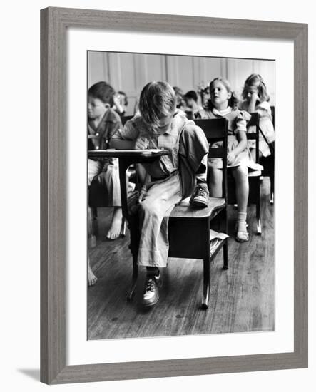 Old Style School Desk with Side Arm Table-J^ R^ Eyerman-Framed Photographic Print