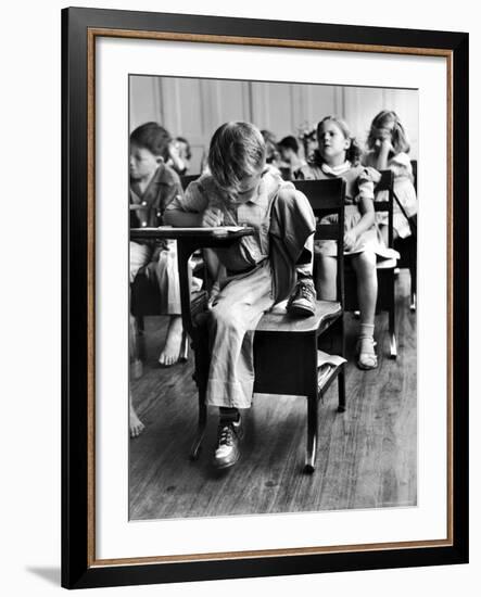 Old Style School Desk with Side Arm Table-J^ R^ Eyerman-Framed Photographic Print