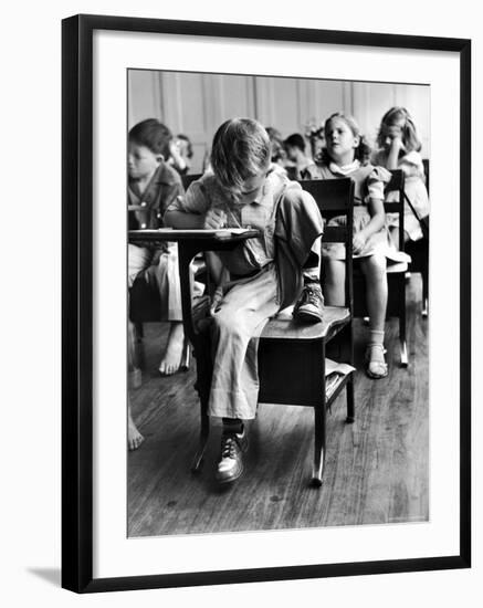 Old Style School Desk with Side Arm Table-J^ R^ Eyerman-Framed Photographic Print