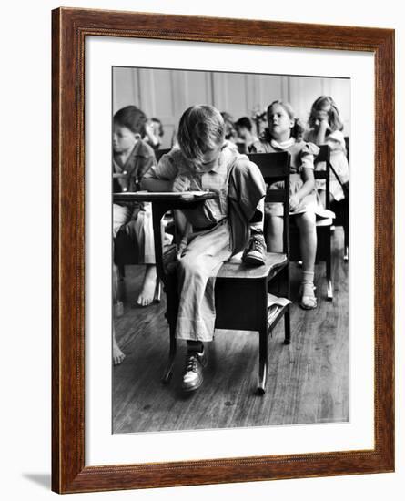 Old Style School Desk with Side Arm Table-J^ R^ Eyerman-Framed Photographic Print