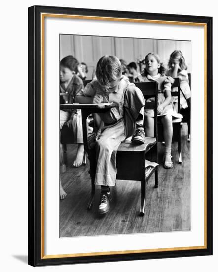 Old Style School Desk with Side Arm Table-J^ R^ Eyerman-Framed Photographic Print