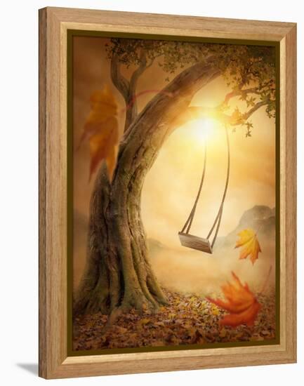 Old Swing Hanging from a Large Tree-egal-Framed Premier Image Canvas