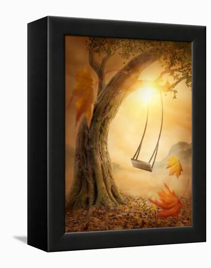 Old Swing Hanging from a Large Tree-egal-Framed Premier Image Canvas