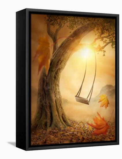 Old Swing Hanging from a Large Tree-egal-Framed Premier Image Canvas
