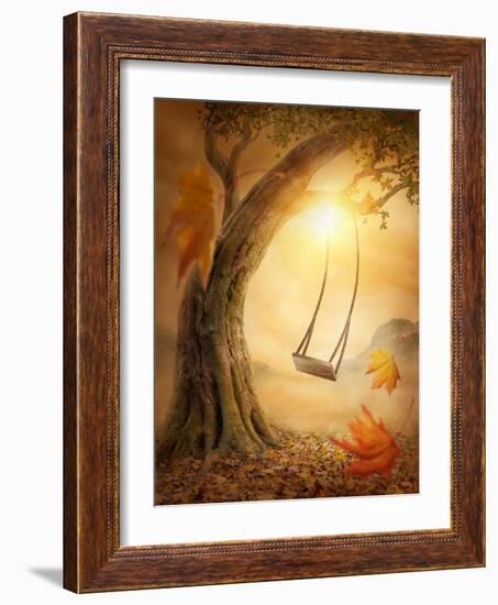 Old Swing Hanging from a Large Tree-egal-Framed Photographic Print