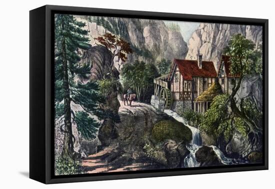 Old Swiss Mill, 1872-Currier & Ives-Framed Premier Image Canvas