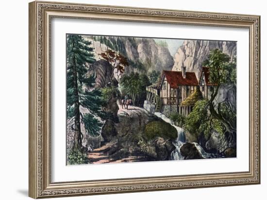 Old Swiss Mill, 1872-Currier & Ives-Framed Giclee Print