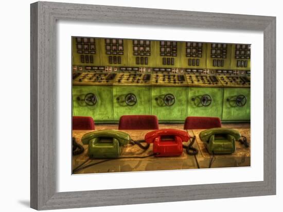 Old Telephones in Control Room-Nathan Wright-Framed Photographic Print