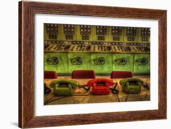 Old Telephones in Control Room-Nathan Wright-Framed Photographic Print