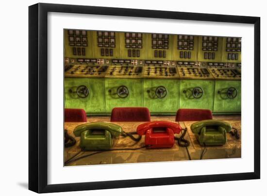 Old Telephones in Control Room-Nathan Wright-Framed Photographic Print