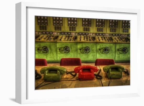 Old Telephones in Control Room-Nathan Wright-Framed Photographic Print