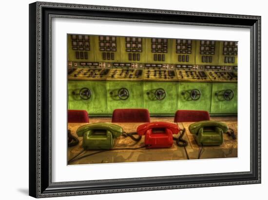 Old Telephones in Control Room-Nathan Wright-Framed Photographic Print