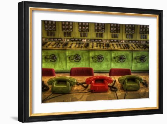 Old Telephones in Control Room-Nathan Wright-Framed Photographic Print