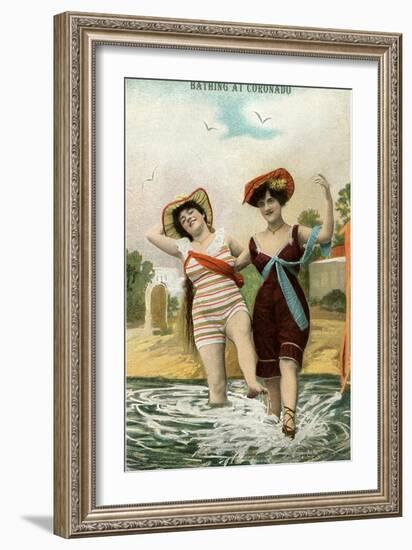 Old Time Bathing Beauties, Coronado, California-null-Framed Art Print