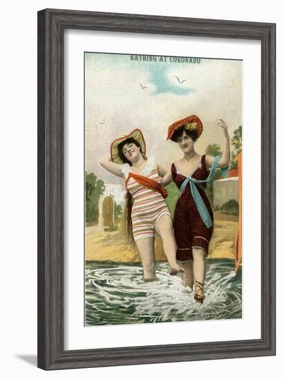 Old Time Bathing Beauties, Coronado, California-null-Framed Art Print