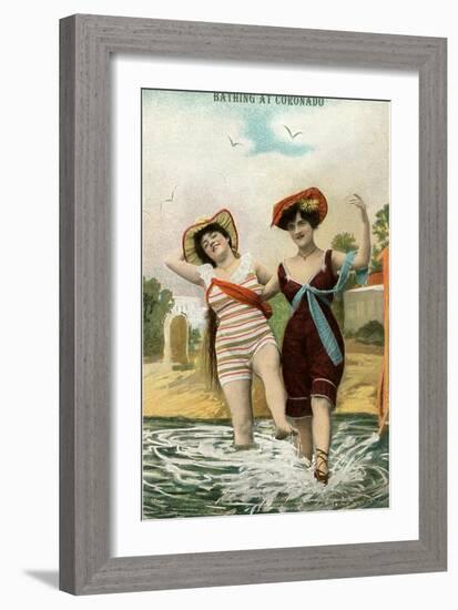 Old Time Bathing Beauties, Coronado, California-null-Framed Art Print