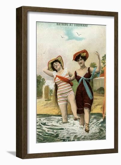 Old Time Bathing Beauties, Coronado, California-null-Framed Art Print