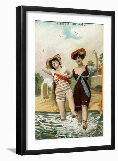 Old Time Bathing Beauties, Coronado, California-null-Framed Art Print