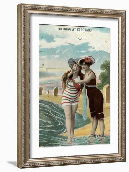 Old Time Bathing Beauties, Coronado, California-null-Framed Art Print