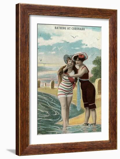 Old Time Bathing Beauties, Coronado, California-null-Framed Art Print