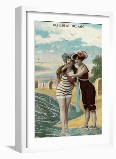 Old Time Bathing Beauties, Coronado, California-null-Framed Art Print