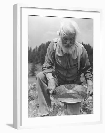 Old-Time Gold Prospector with Pan in Hands-Philip Gendreau-Framed Photographic Print