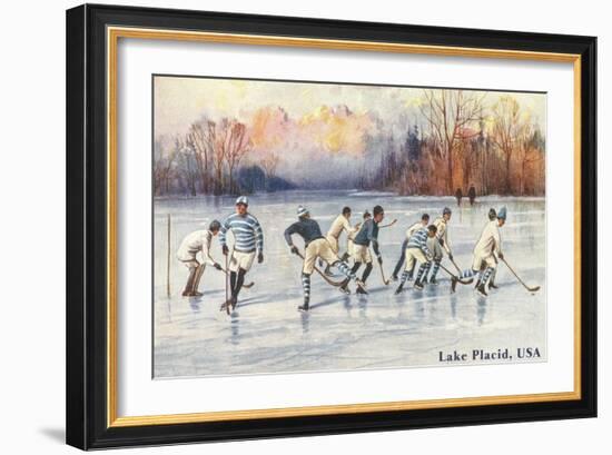 Old Time Hockey on Lake Placid, New York-null-Framed Premium Giclee Print