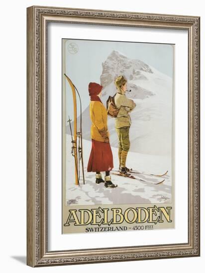 Old Time Skiers, Adelboden, Switzerland-null-Framed Art Print