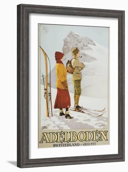 Old Time Skiers, Adelboden, Switzerland-null-Framed Art Print