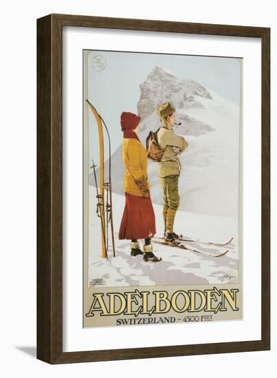 Old Time Skiers, Adelboden, Switzerland-null-Framed Art Print