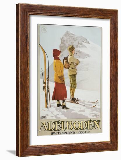 Old Time Skiers, Adelboden, Switzerland-null-Framed Art Print