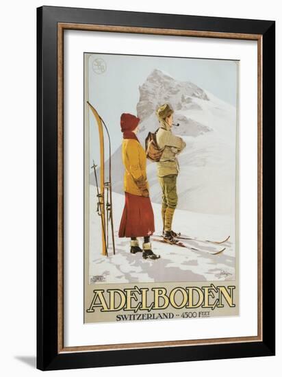 Old Time Skiers, Adelboden, Switzerland-null-Framed Art Print