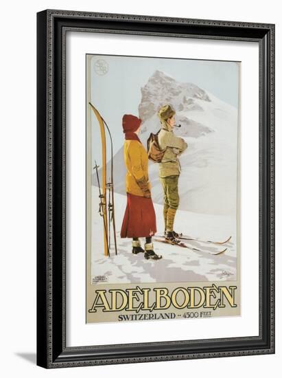 Old Time Skiers, Adelboden, Switzerland-null-Framed Art Print