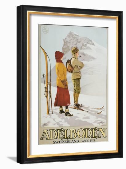 Old Time Skiers, Adelboden, Switzerland-null-Framed Art Print