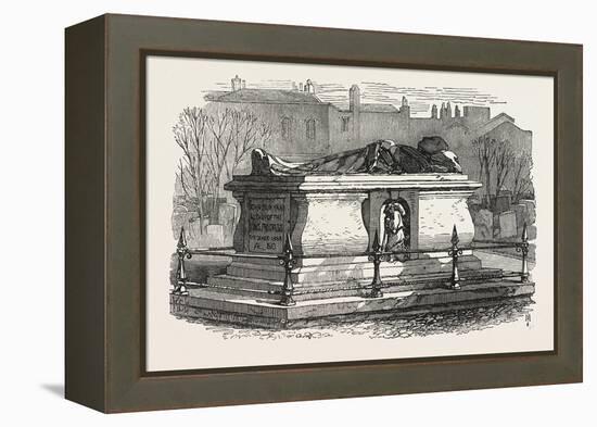 Old Tombs in Bunhill Fields Cemetery: John Bunyan's Tomb, 1869-null-Framed Premier Image Canvas