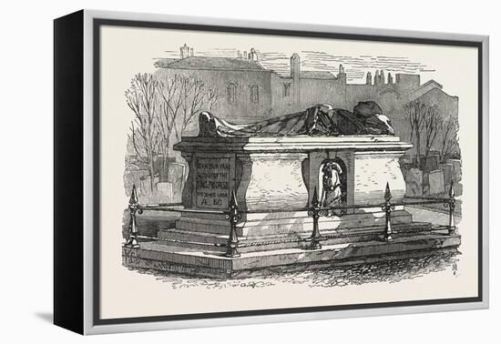 Old Tombs in Bunhill Fields Cemetery: John Bunyan's Tomb, 1869-null-Framed Premier Image Canvas