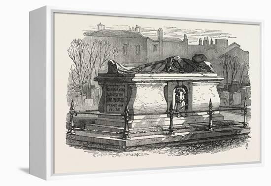 Old Tombs in Bunhill Fields Cemetery: John Bunyan's Tomb, 1869-null-Framed Premier Image Canvas