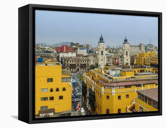 Old Town and Cathedral, elevated view, Lima, Peru, South America-Karol Kozlowski-Framed Premier Image Canvas