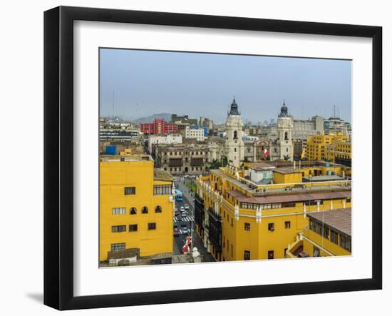 Old Town and Cathedral, elevated view, Lima, Peru, South America-Karol Kozlowski-Framed Photographic Print