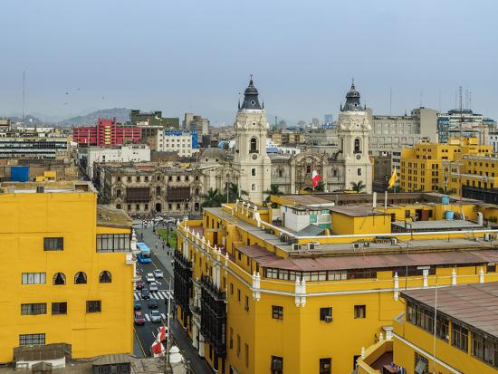 Old Town And Cathedral Elevated View Lima Peru South America Photographic Print Karol Kozlowski Art Com